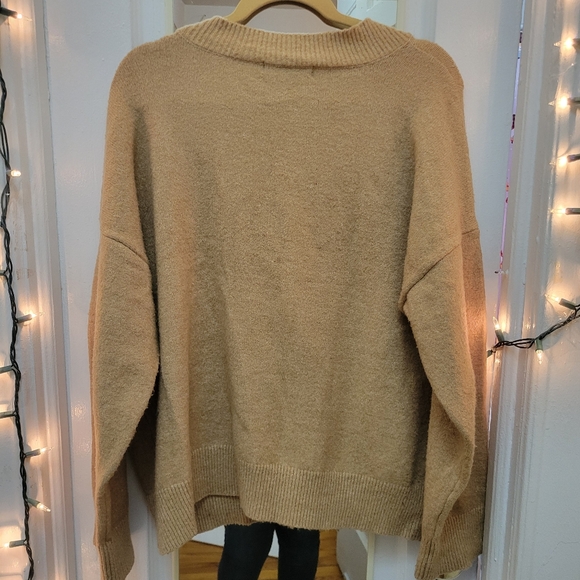 Sanctuary Camel Oversized Cardigan L Lagenlook Cottagecore Grandpa Sweater - Picture 3 of 9